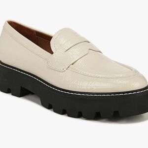 Franco Sarto Putty White Balin Lug Sole Penny Loafer Like New!